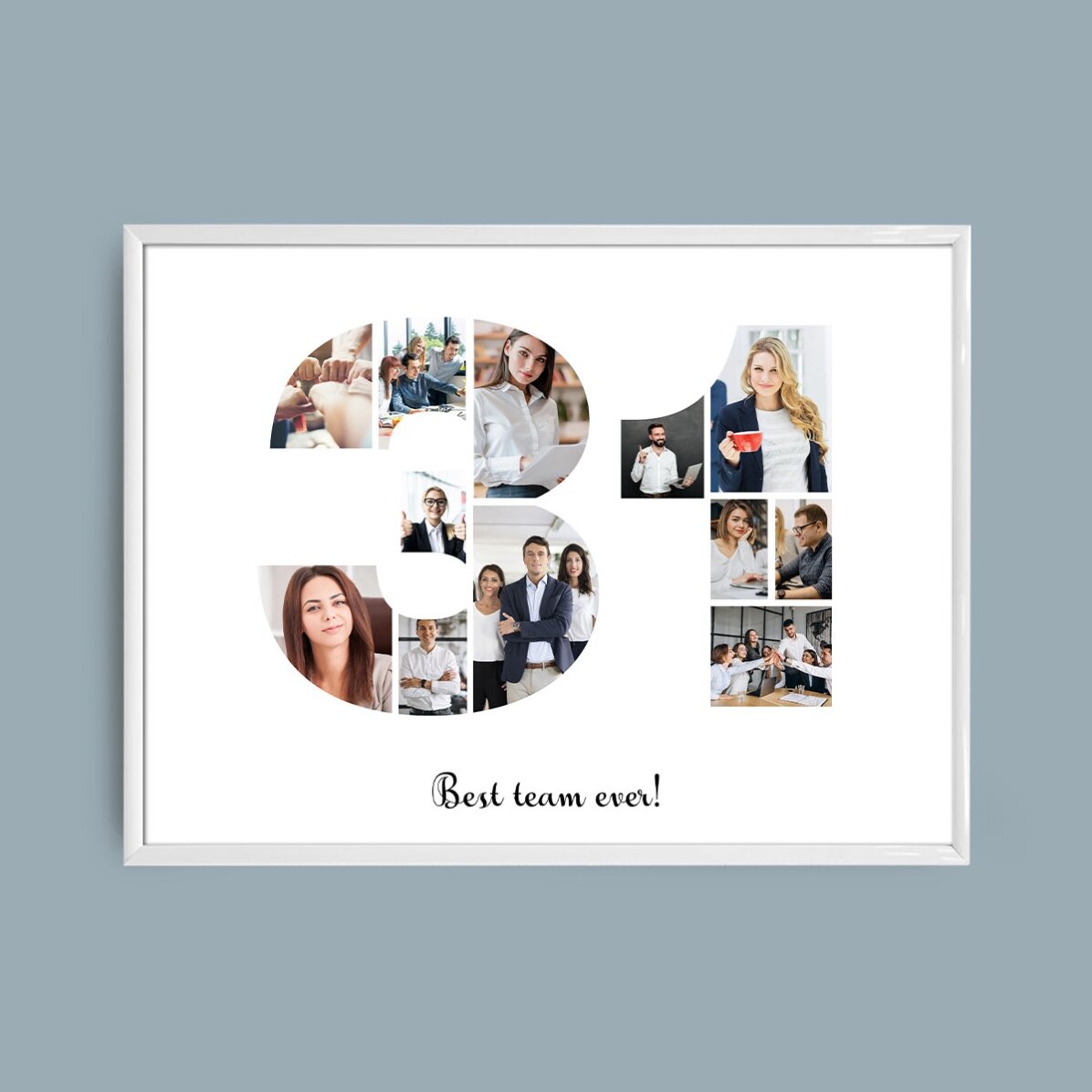 Personalised landscape canvas with 12 photos, model number 31, and text message