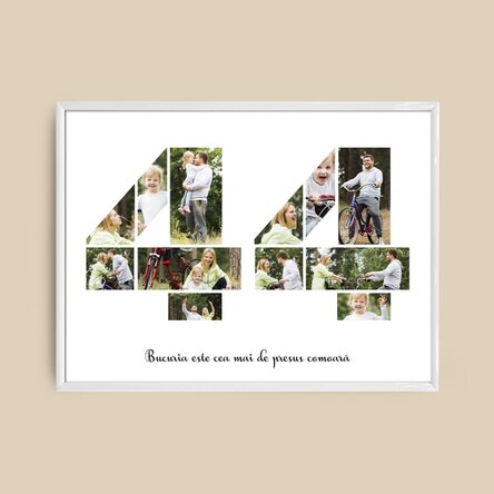 Personalised landscape canvas with 12 photos, model number 44, and text message