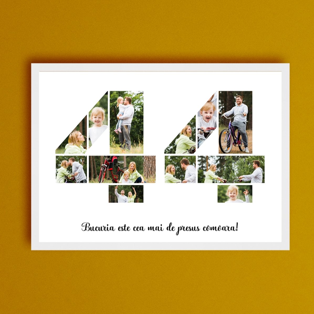 Tablou landscape personalizat cu 12 poze model numărul 44 și mesaj text 