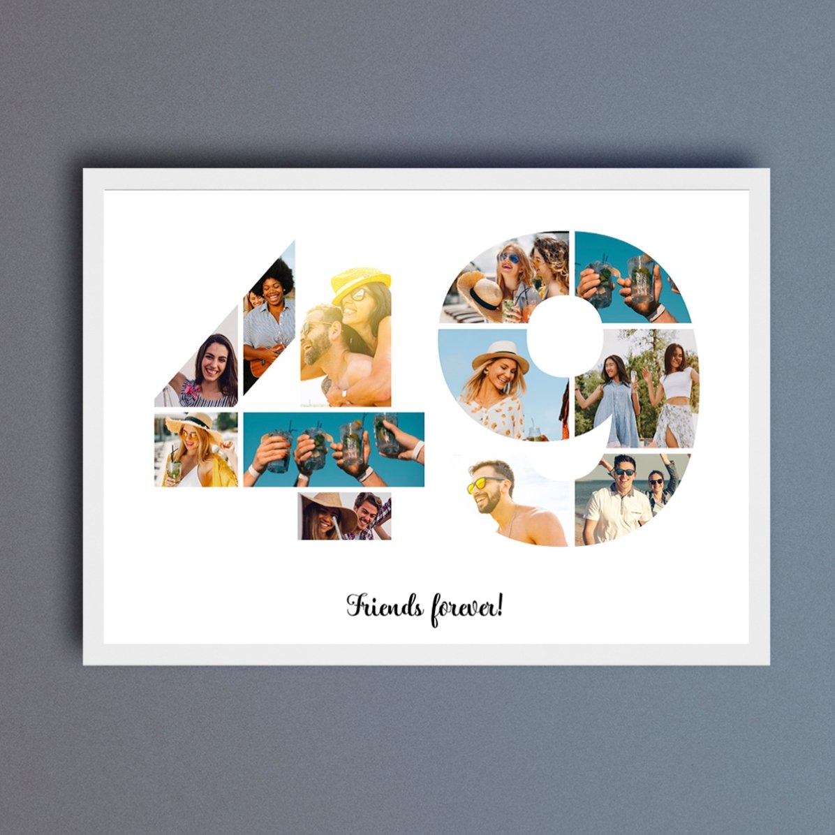 Tablou landscape personalizat cu 12 poze model numărul 49 și mesaj text