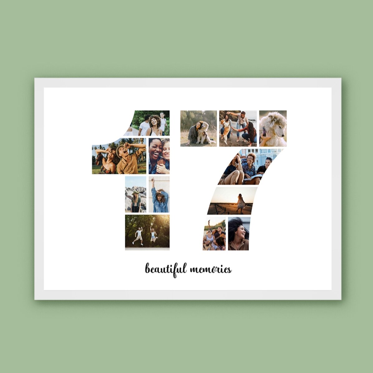 Tablou landscape personalizat cu 13 poze model numărul 17 și mesaj text