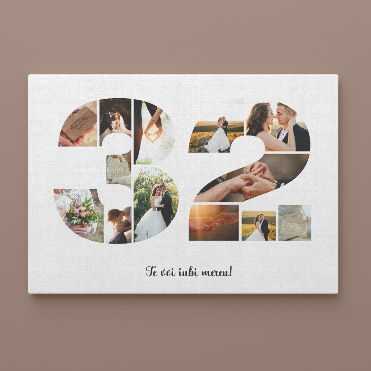 Tablou landscape personalizat cu 13 poze model numărul 32 și mesaj text