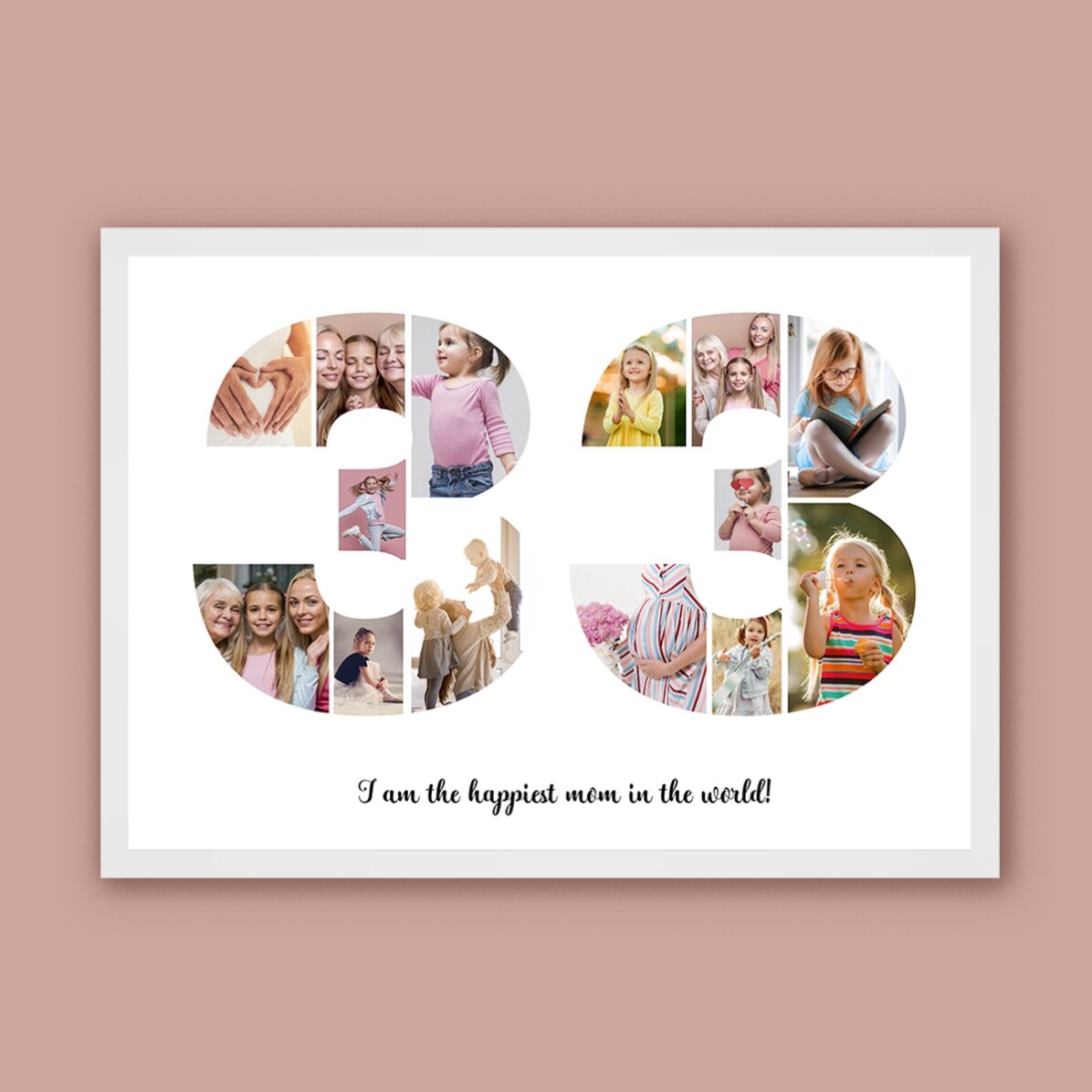 Tablou landscape personalizat cu 14 poze model numărul 33 și mesaj text