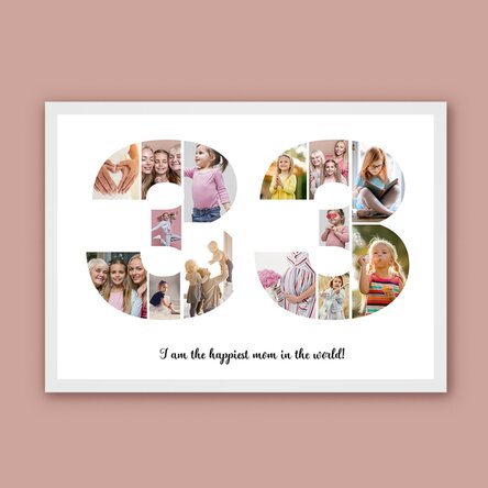 Tablou landscape personalizat cu 14 poze model numărul 33 și mesaj text