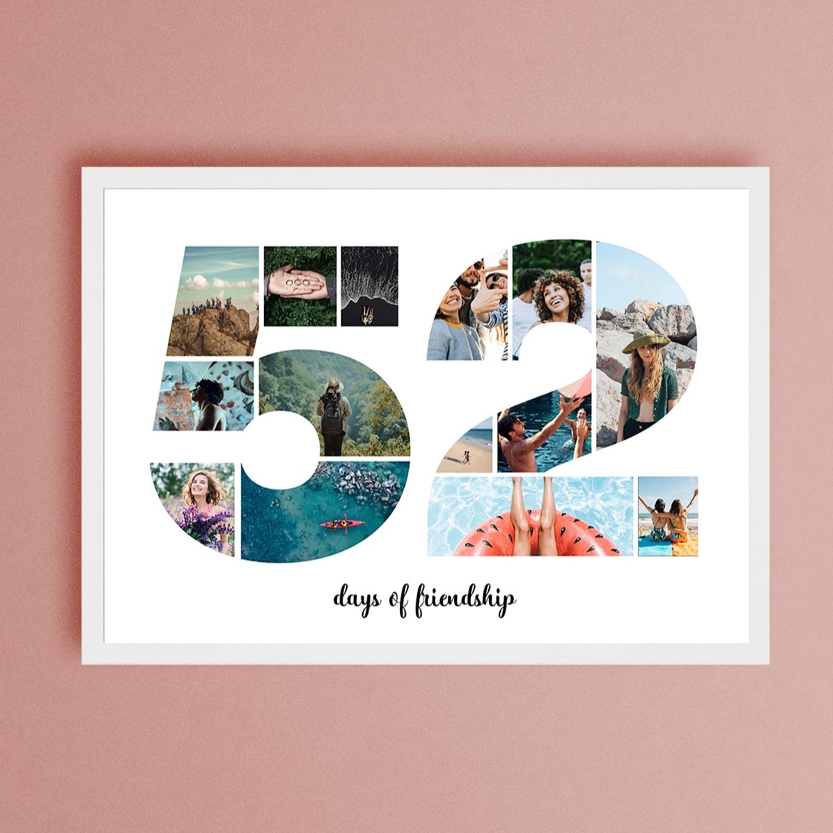 Tablou landscape personalizat cu 14 poze model numărul 52 și mesaj text