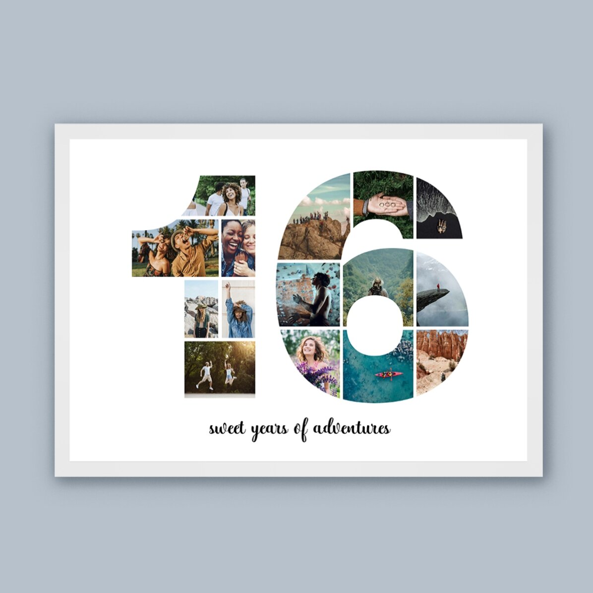 Tablou landscape personalizat cu 15 poze model numărul 16 și mesaj text  