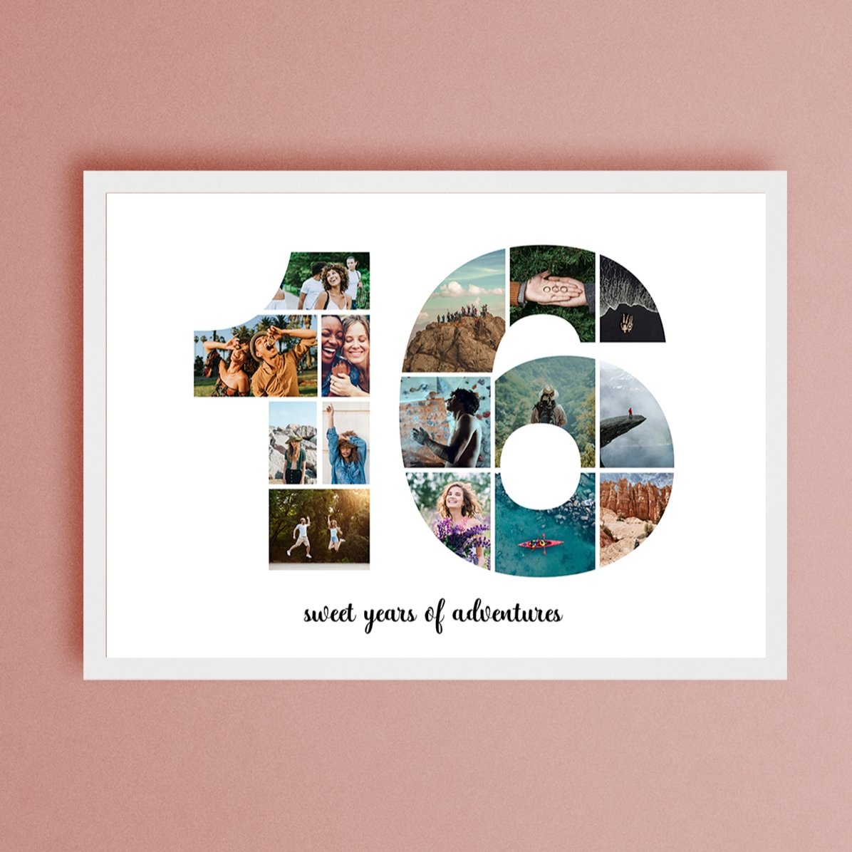 Tablou landscape personalizat cu 15 poze model numărul 16 și mesaj text  