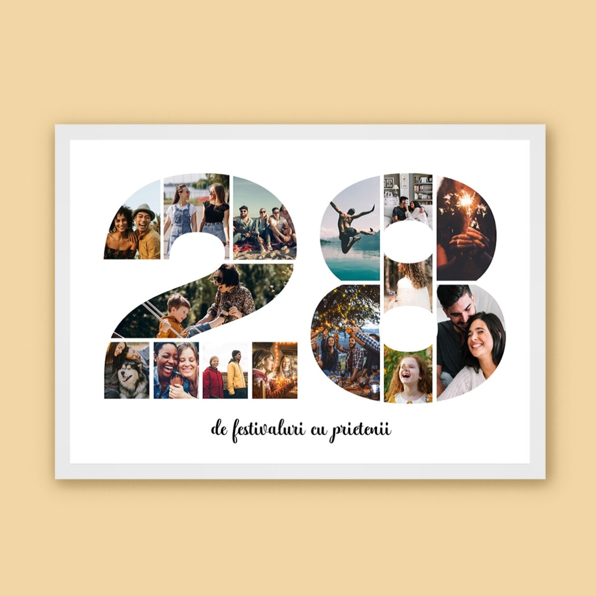 Tablou landscape personalizat cu 15 poze model numărul 28 și mesaj text 