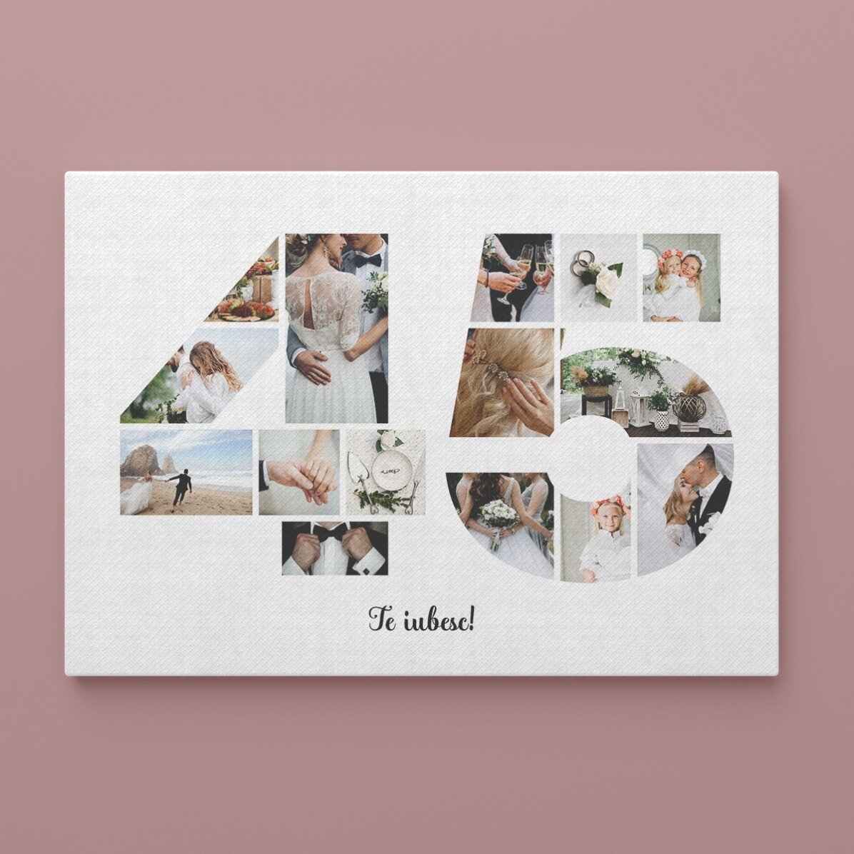 Tablou landscape personalizat cu 15 poze model numărul 45 și mesaj text