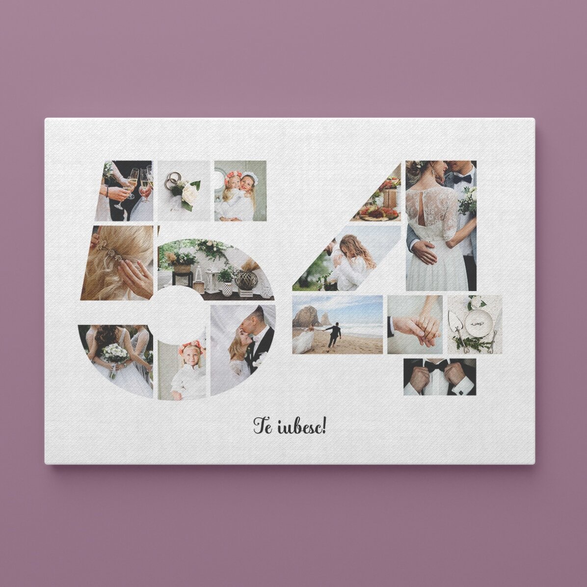 Tablou landscape personalizat cu 15 poze model numărul 54 și mesaj text