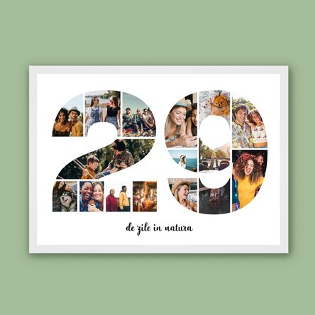 Tablou landscape personalizat cu 16 poze model numărul 29 și mesaj text