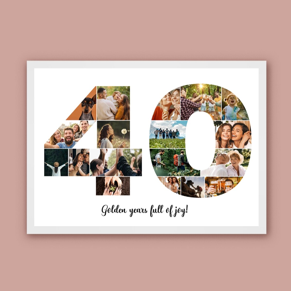 Tablou landscape personalizat cu 18 poze model numărul 40 și mesaj text