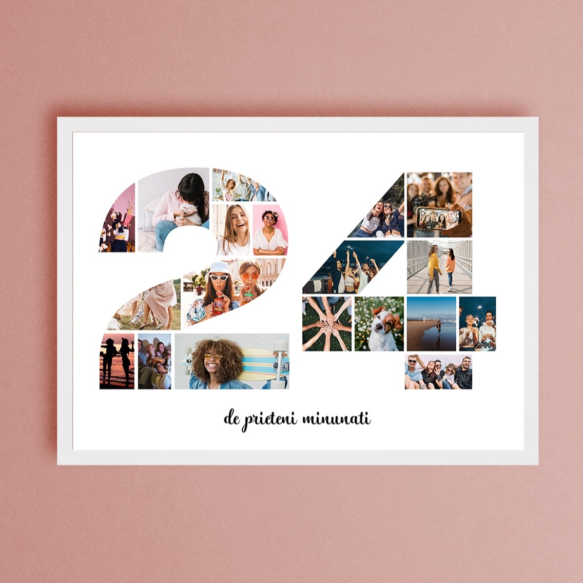 Tablou landscape personalizat cu 19 poze model numărul 24 și mesaj text   