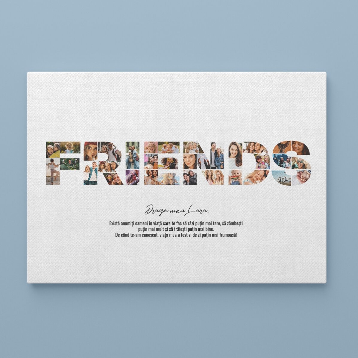 Tablou landscape personalizat cu 34 poze și text - FRIENDS