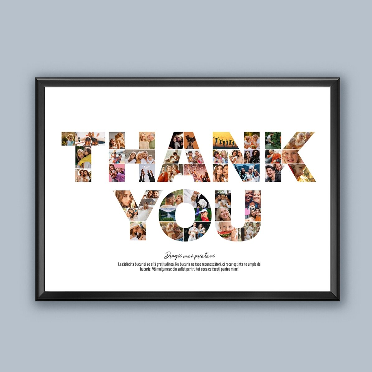 Tablou landscape personalizat cu 46 poze și text - THANK YOU