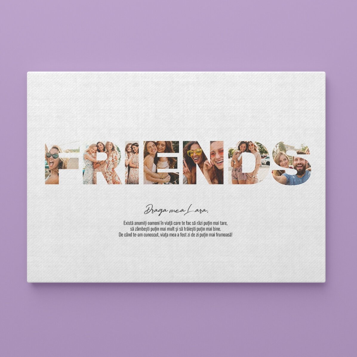 Tablou landscape personalizat cu 7 poze și text - FRIENDS