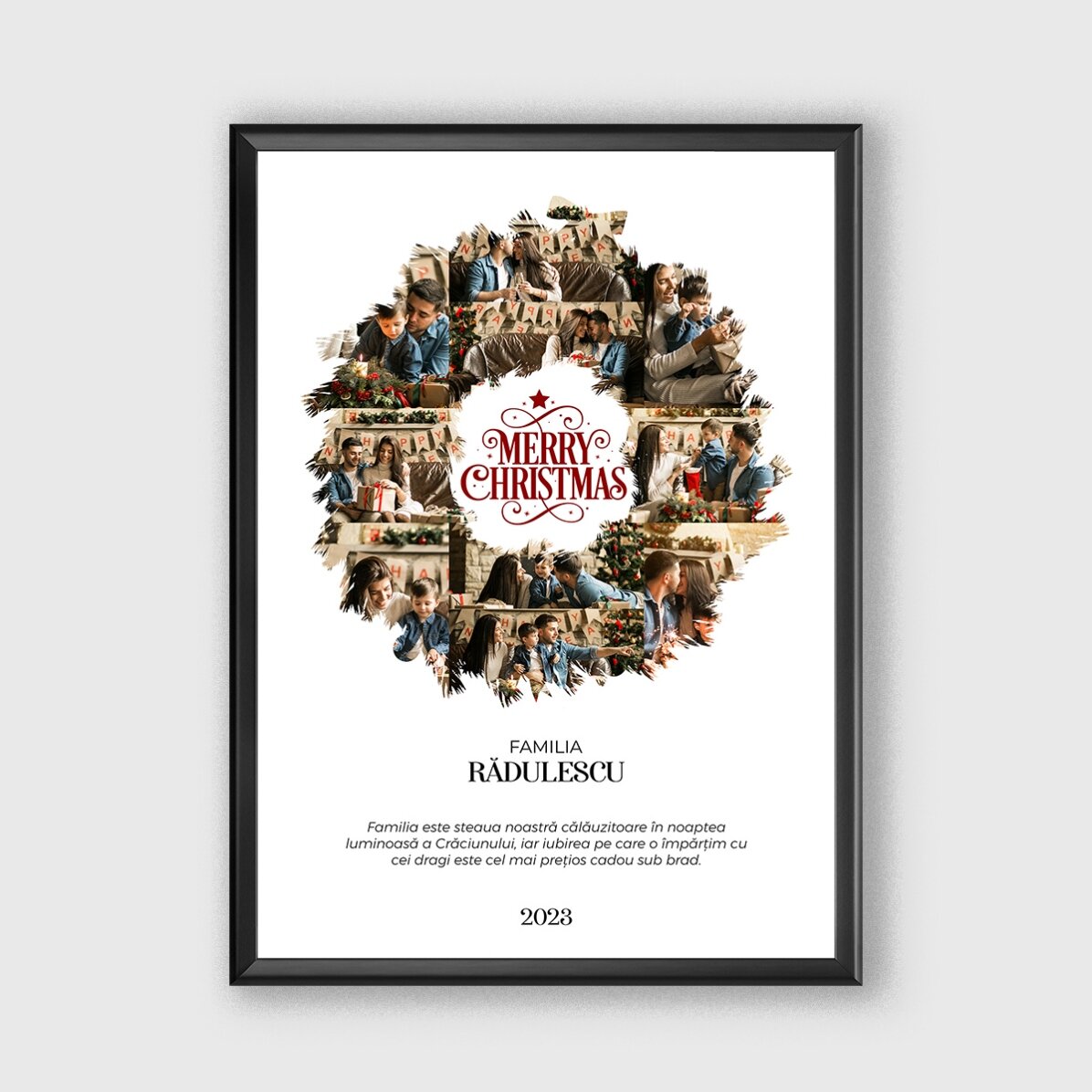 Tablou personalizat cu 10 poze și mesaj - Christmas Wreath
