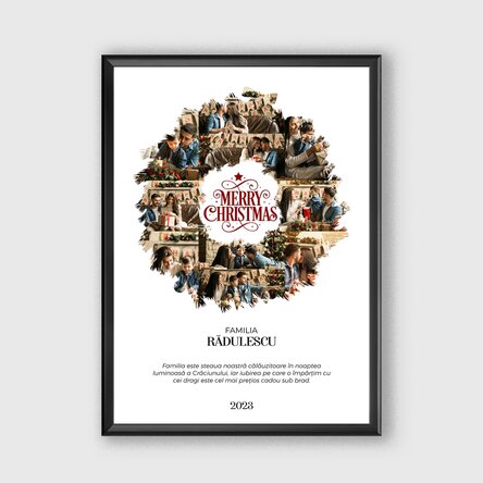 Tablou personalizat cu 10 poze și mesaj - Christmas Wreath