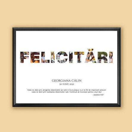 Tablou personalizat cu 10 poze și text - Felicitări