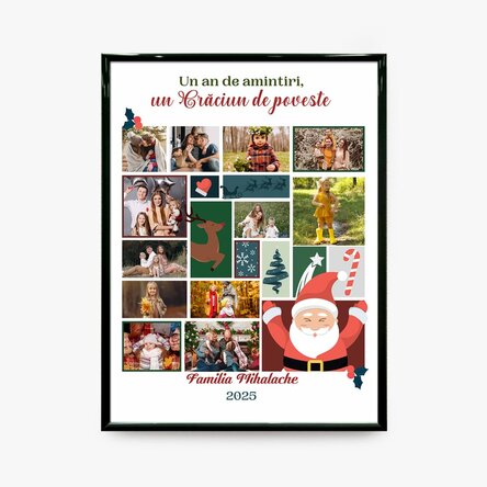 Tablou personalizat cu 12 poze și text - Crăciun de poveste