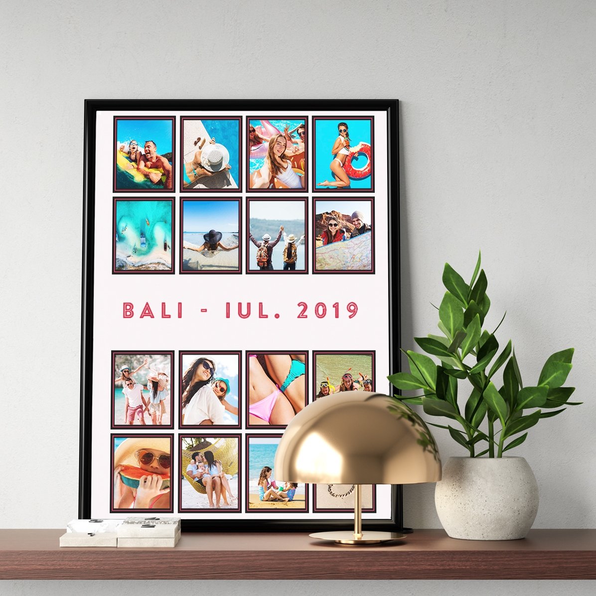 Personalised canvas with 16 holiday photos