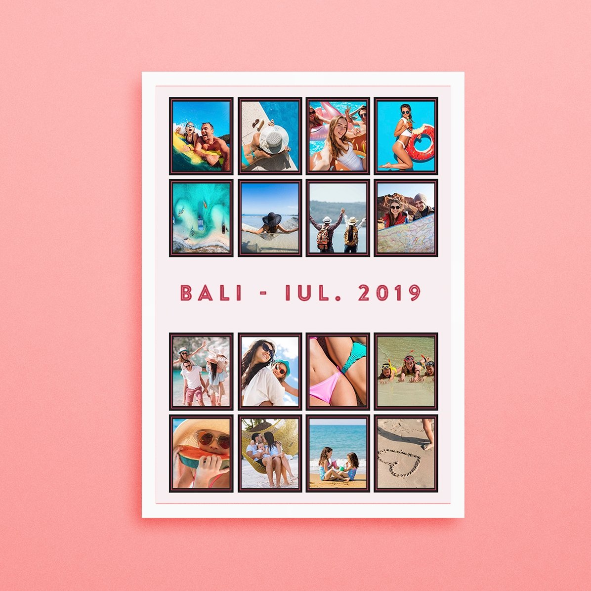 Personalised canvas with 16 holiday photos