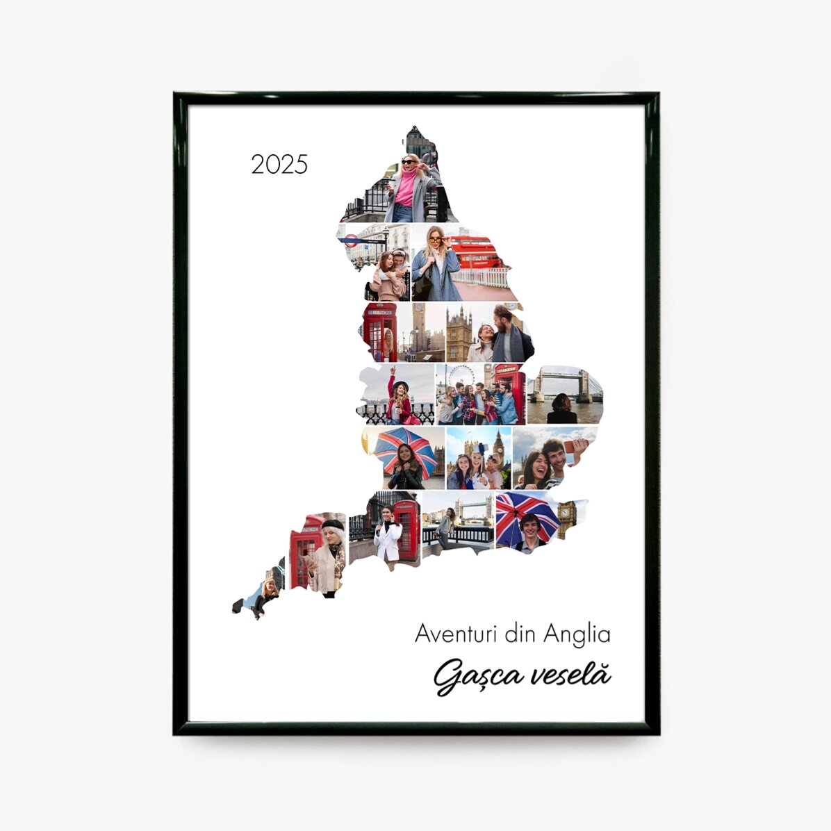 Tablou personalizat cu 16 poze și text - Anglia