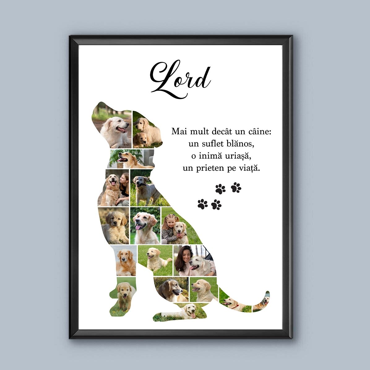 Personalised canvas with 17 photos and text - Large dog