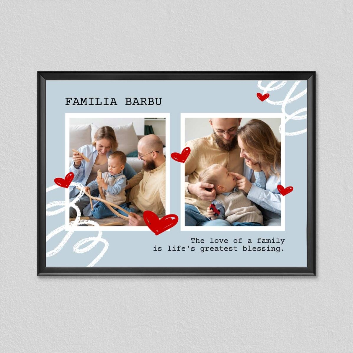 Tablou personalizat cu 2 poze și text - Family