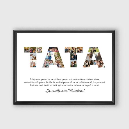 Tablou personalizat cu 20 de poze și text - TATA