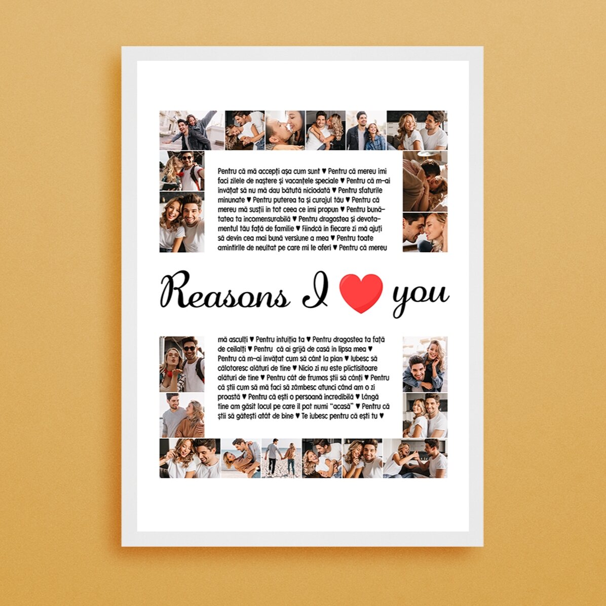 Tablou personalizat cu 20 poze și text - Reasons I love you