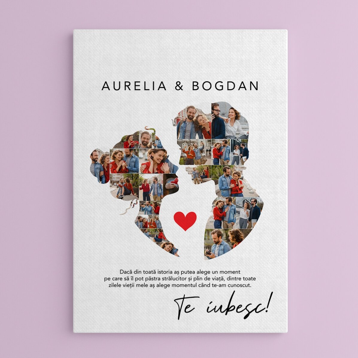 Tablou personalizat cu 26 poze și text pentru cuplu - Iubirea noastră