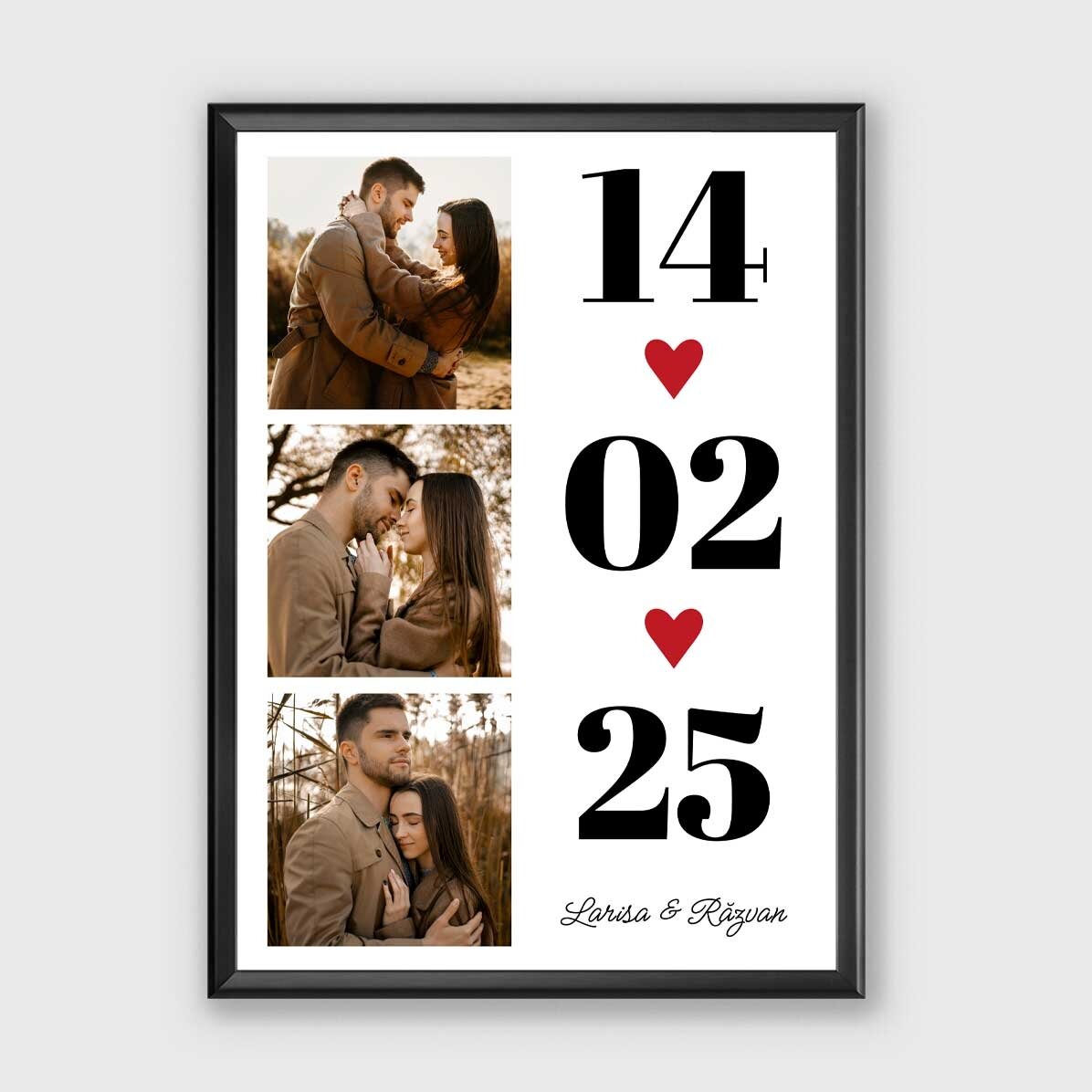 Personalised canvas with 3 photos and message - Love