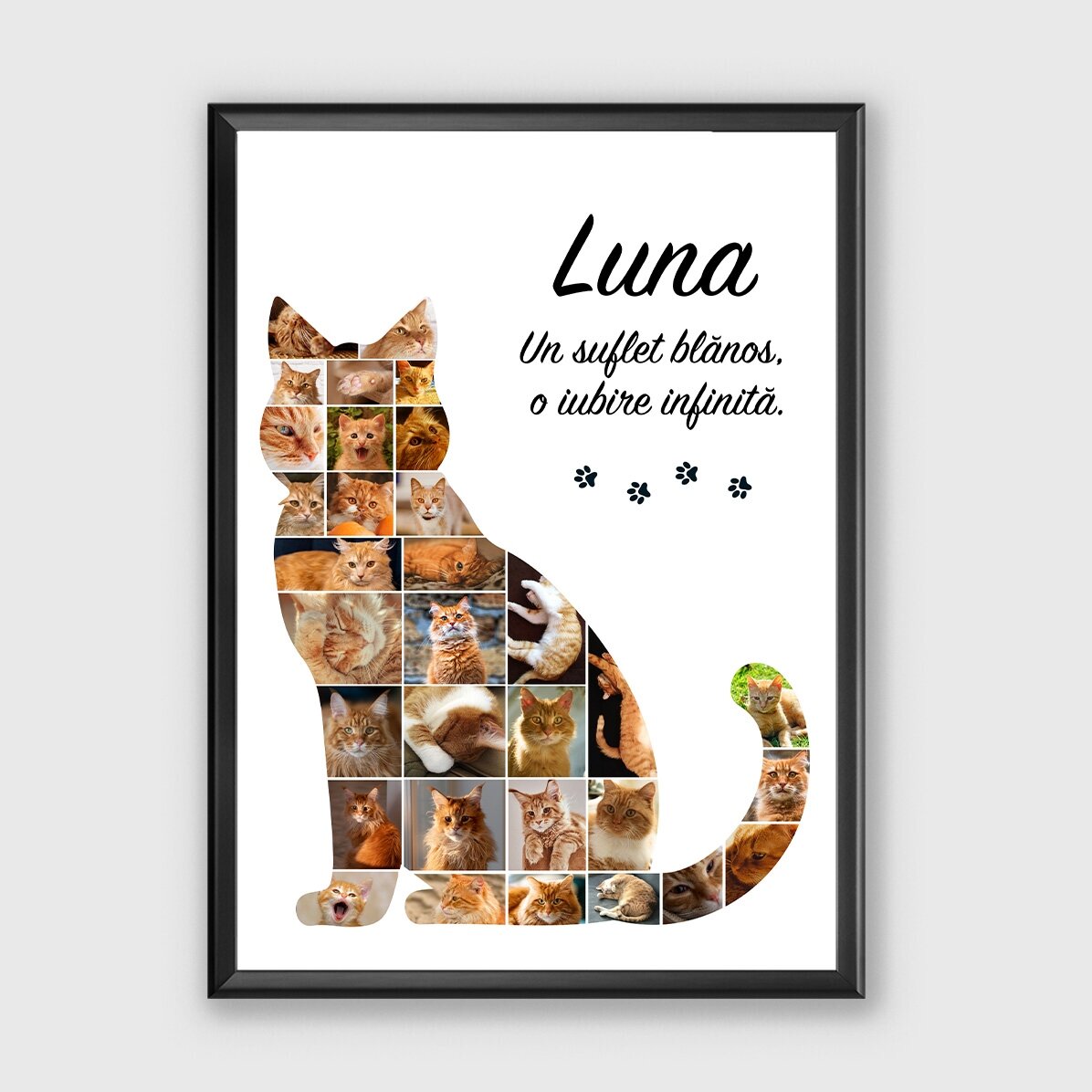 Tablou personalizat cu 32 de poze și text - Pisică