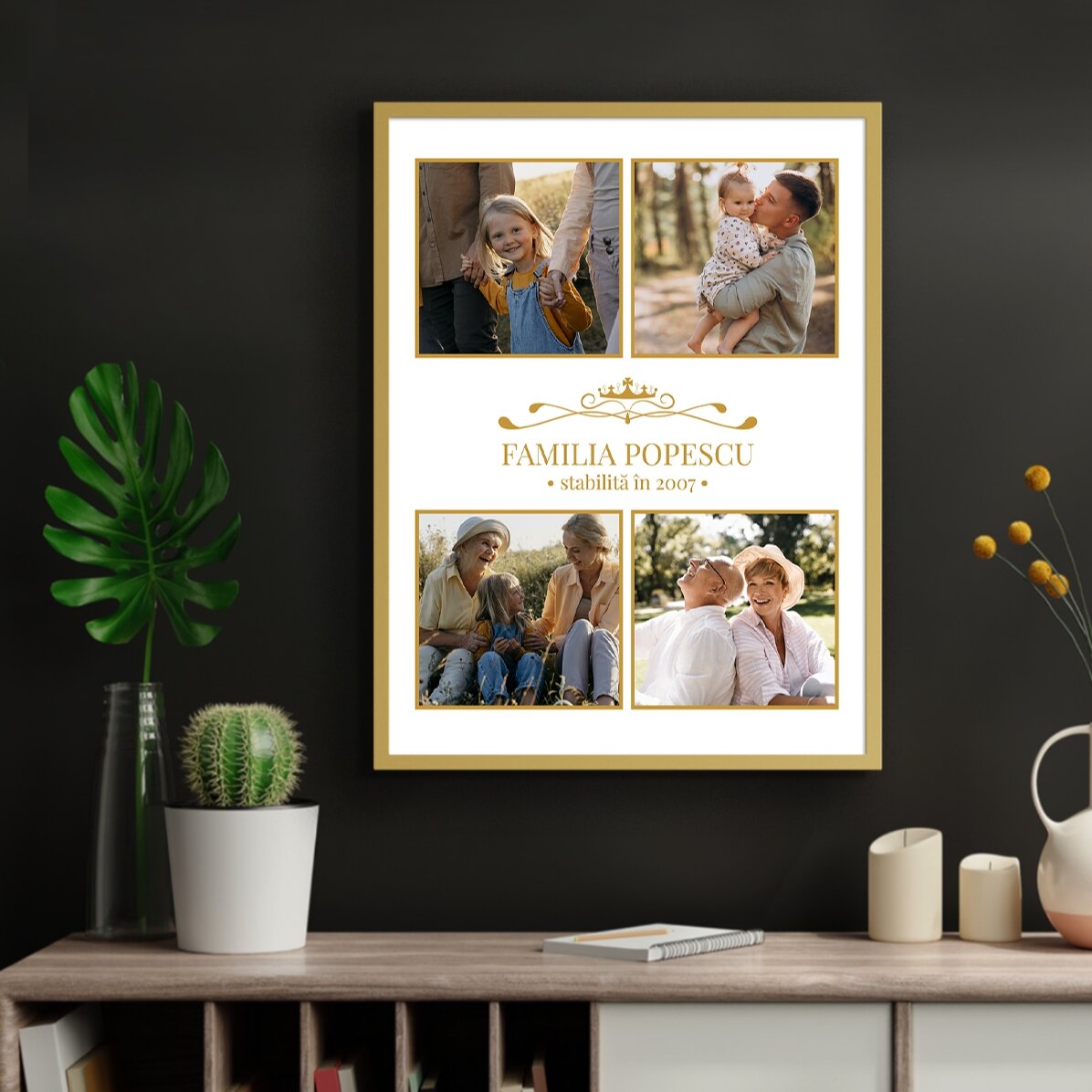 Personalised canvas with 4 family photos