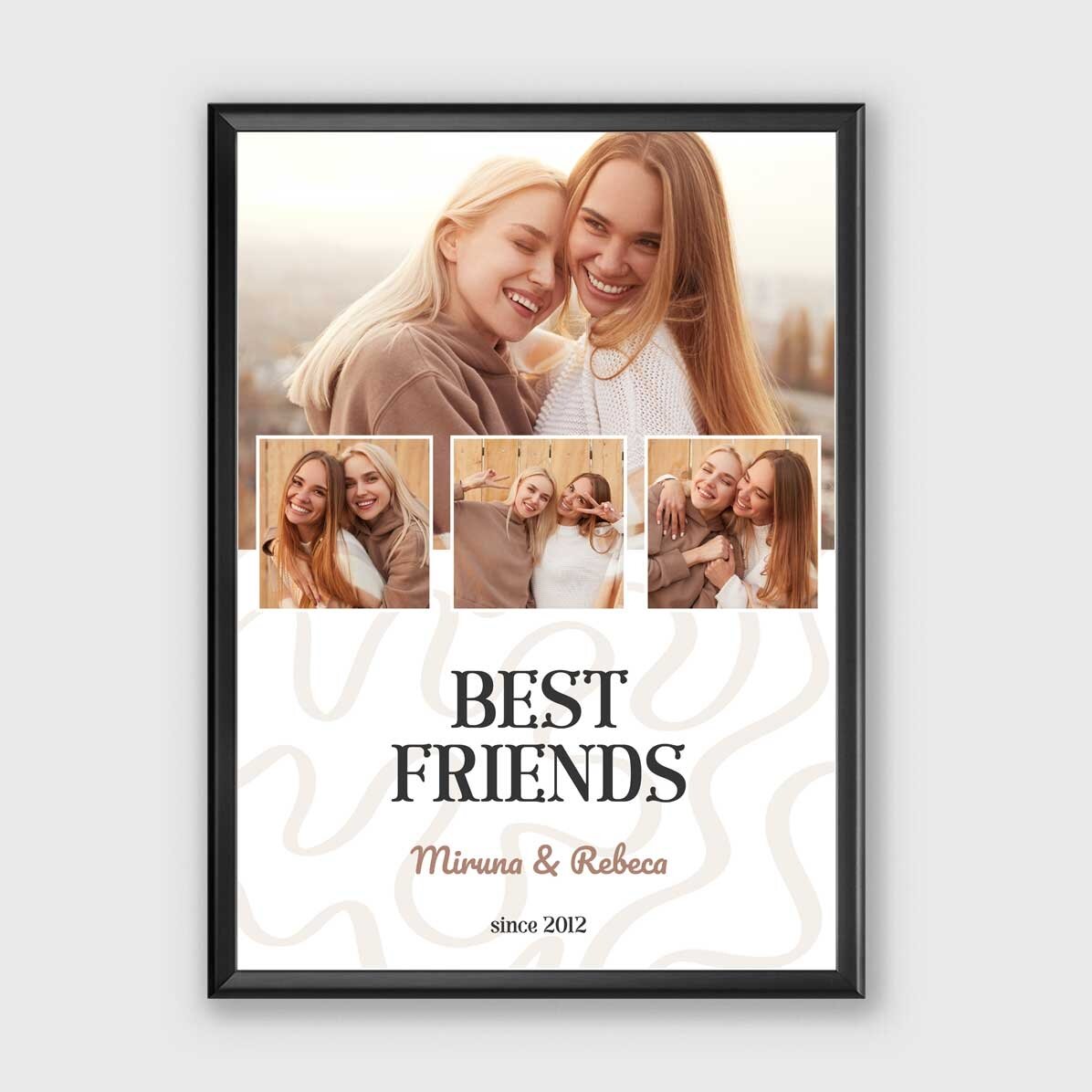 Tablou personalizat cu 4 poze și text - Earthy waves