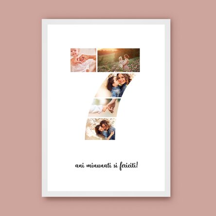 Tablou personalizat cu 5 poze model numărul 7 și mesaj text