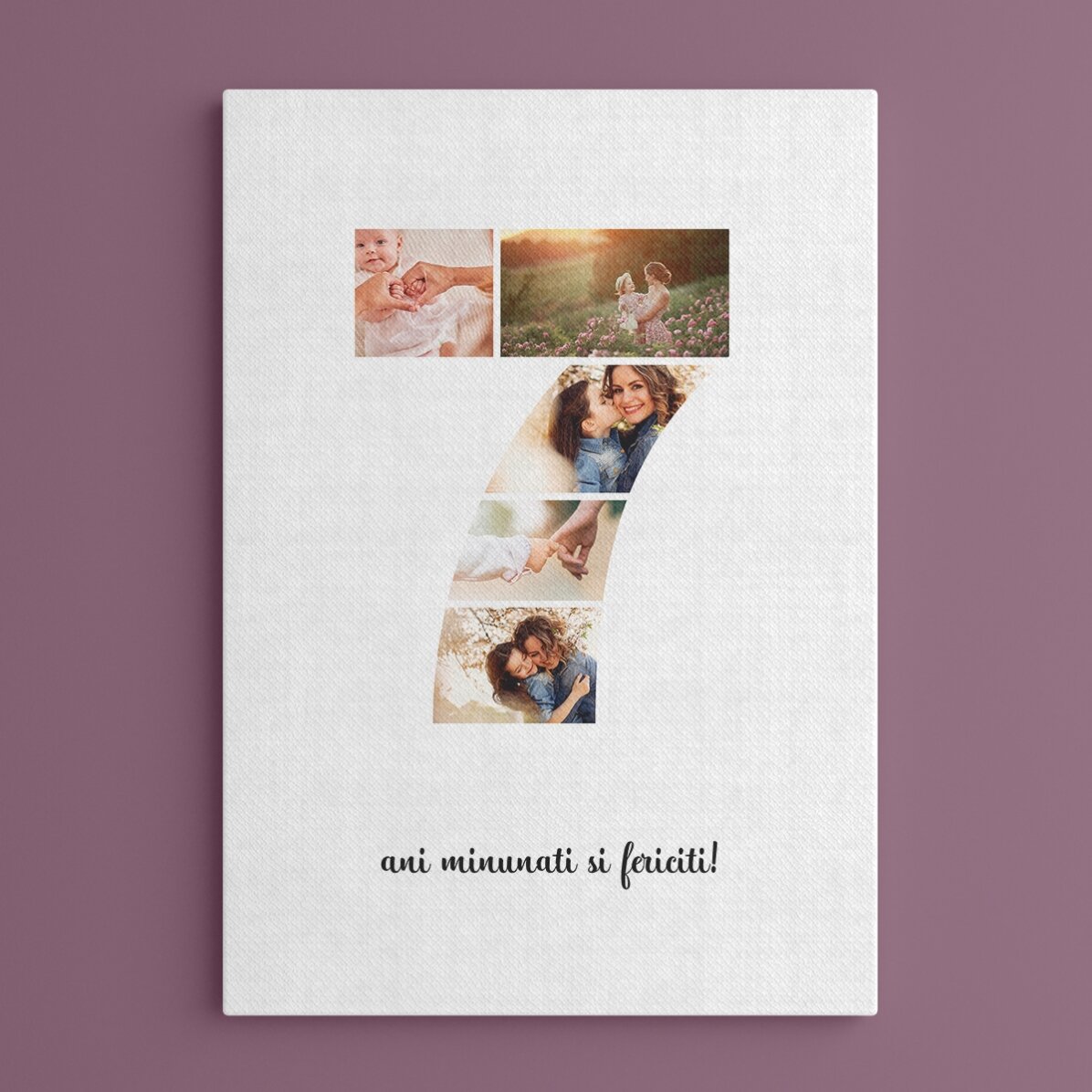 Tablou personalizat cu 5 poze model numărul 7 și mesaj text