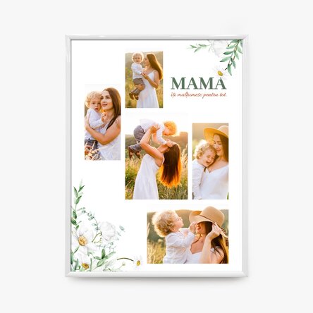 Personalised picture frame with 5 photos and text