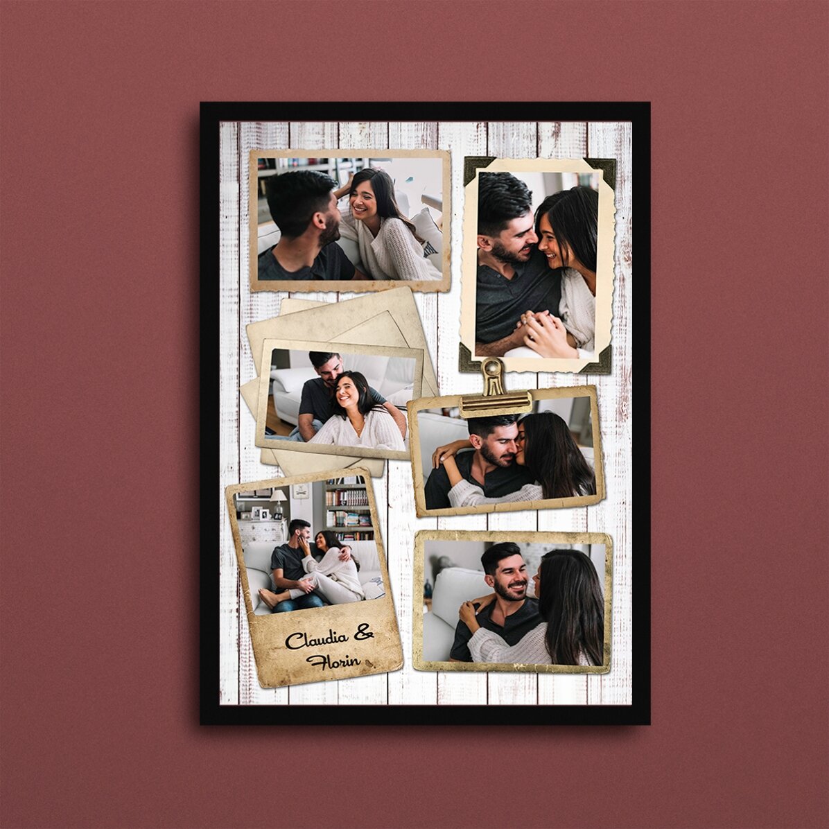 Tablou personalizat cu 6 poze în design vintage