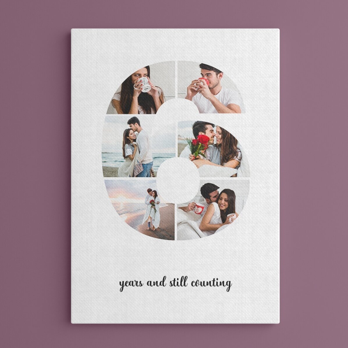 Tablou canvas personalizat cu 6 poze model numărul 6 și mesaj text