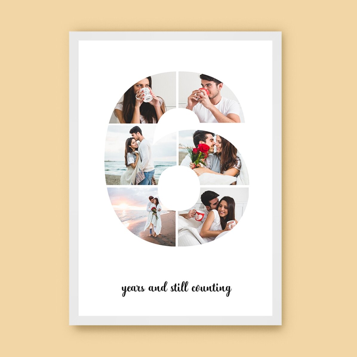 Tablou personalizat cu 6 poze model numărul 6 și mesaj text