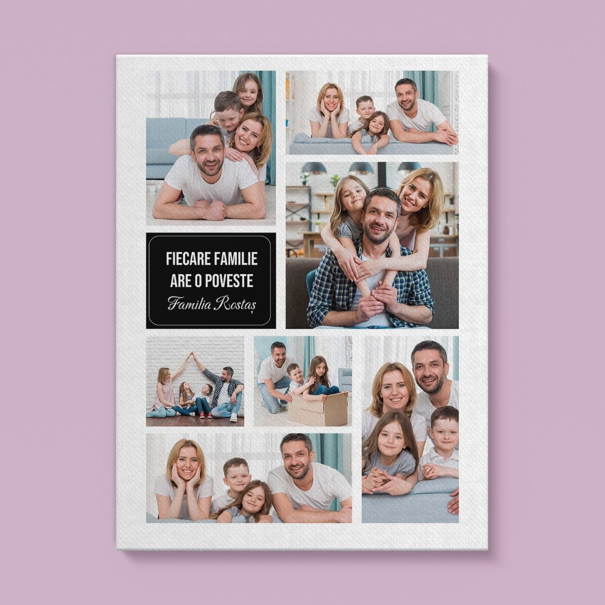 Personalised canvas with 7 family photos