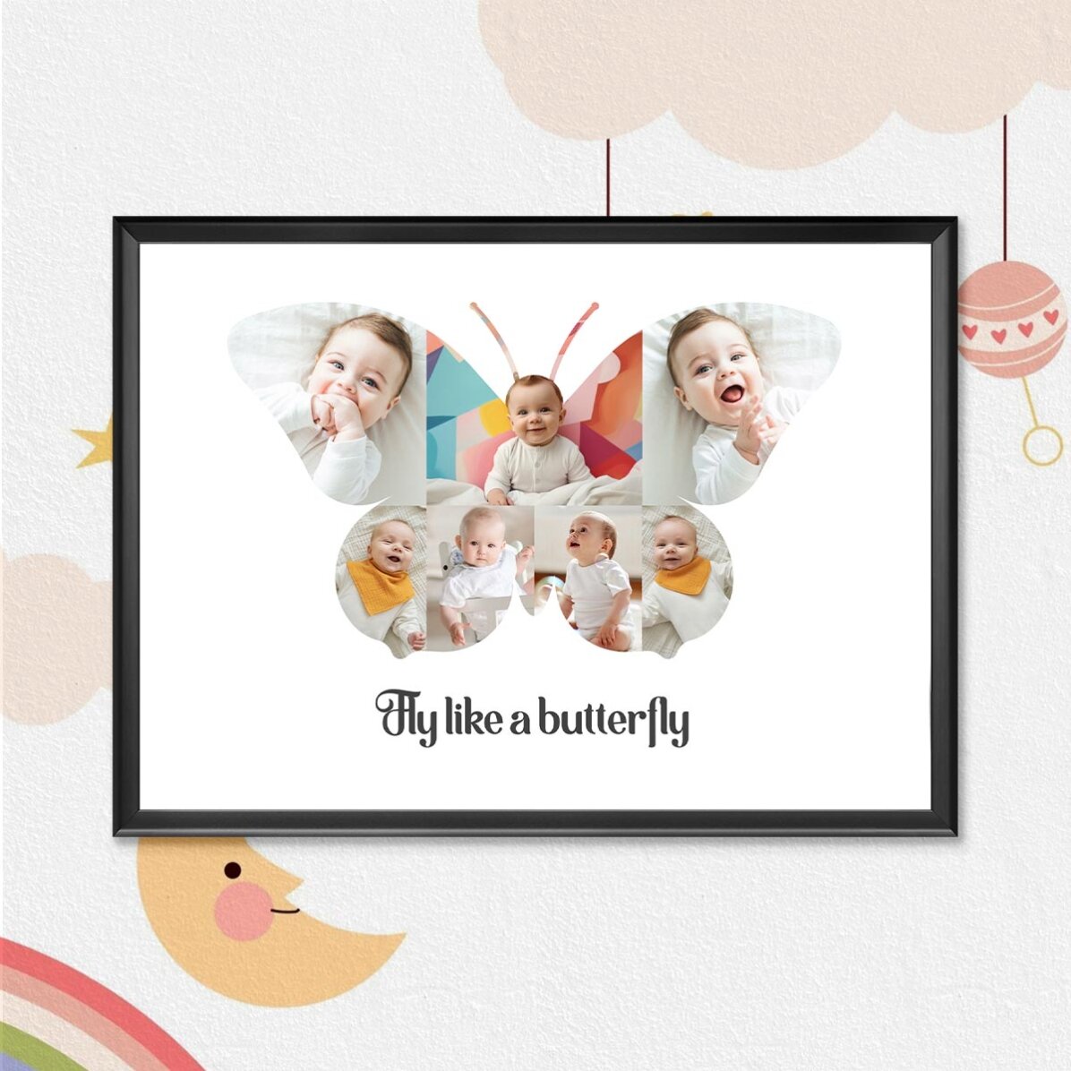 Tablou personalizat cu 7 poze și text - Butterfly