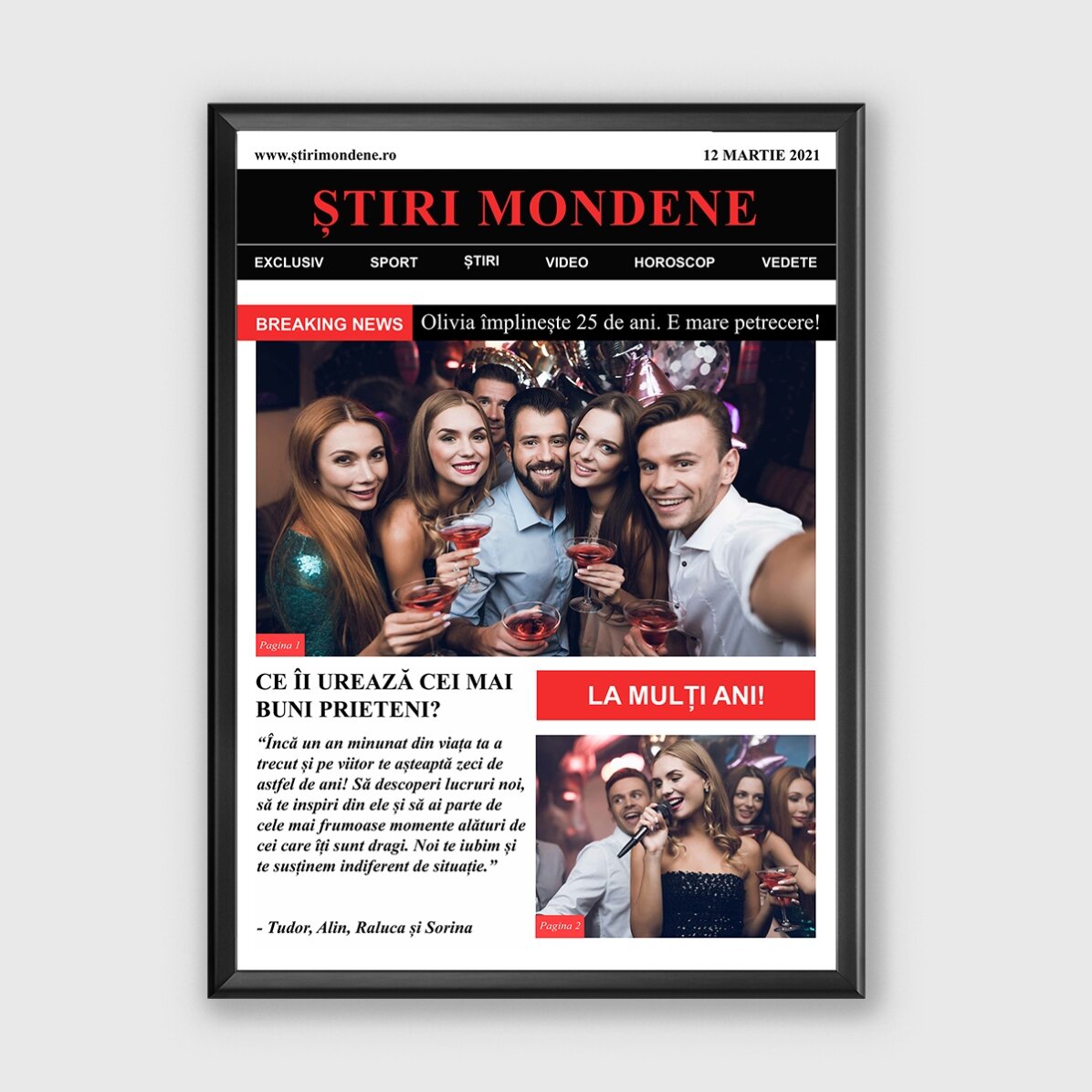Personalised picture frame with photos and text - Breaking News