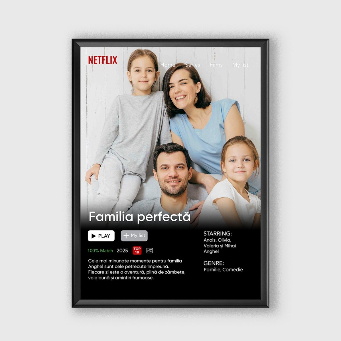 Tablou personalizat cu o poză și mesaj - Film