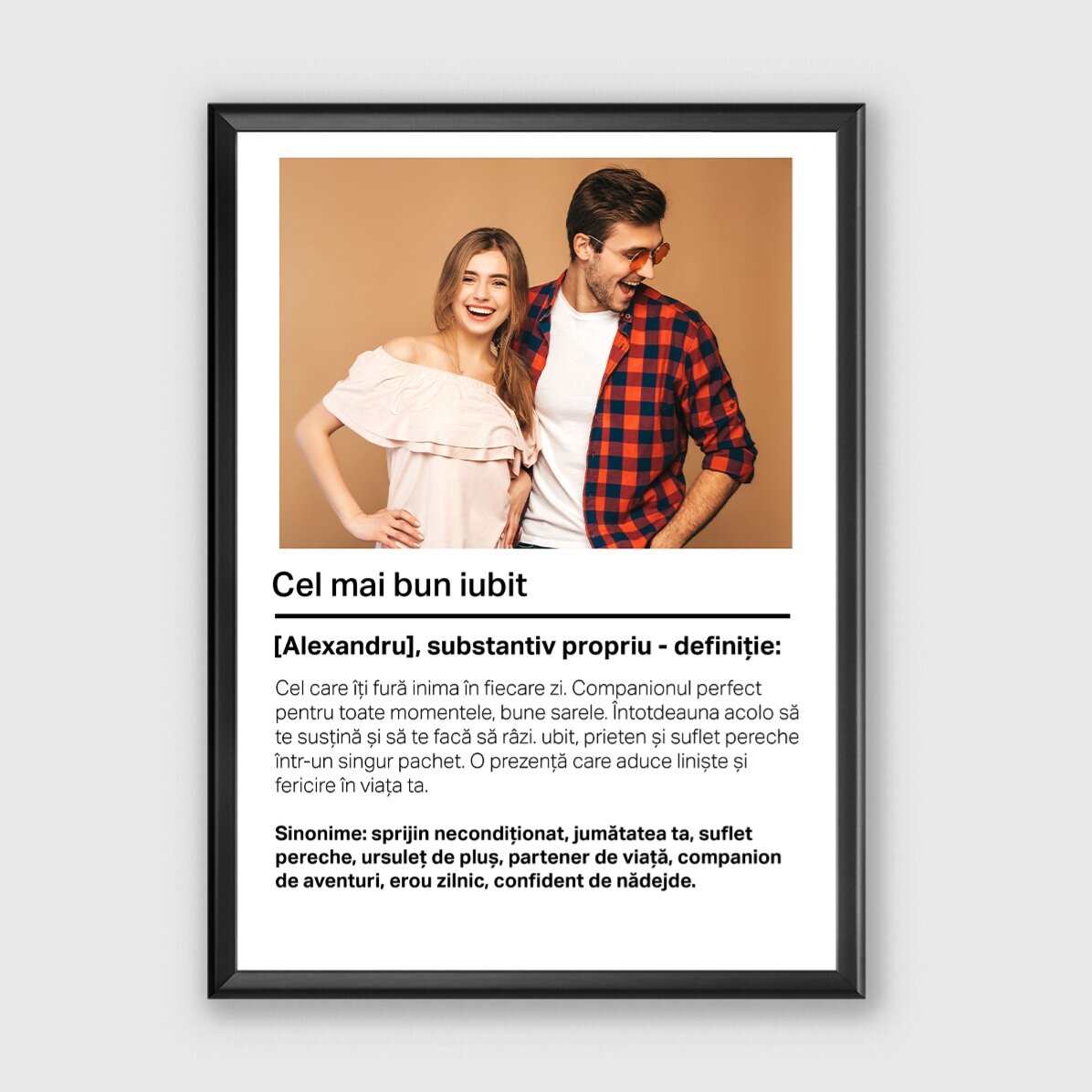 Personalised picture frame with photo and text - Definition