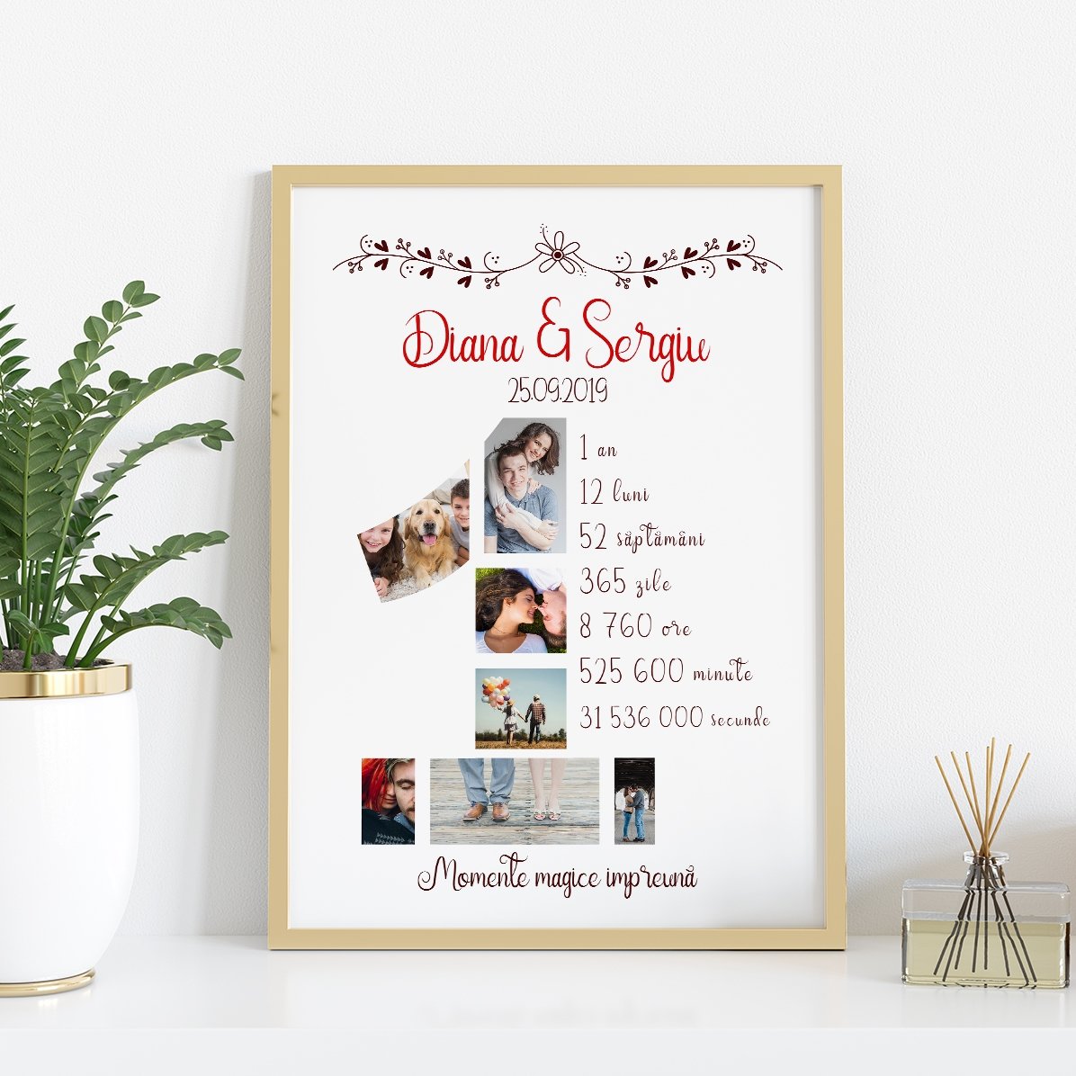 Tablou personalizat cu poze și text - Un an