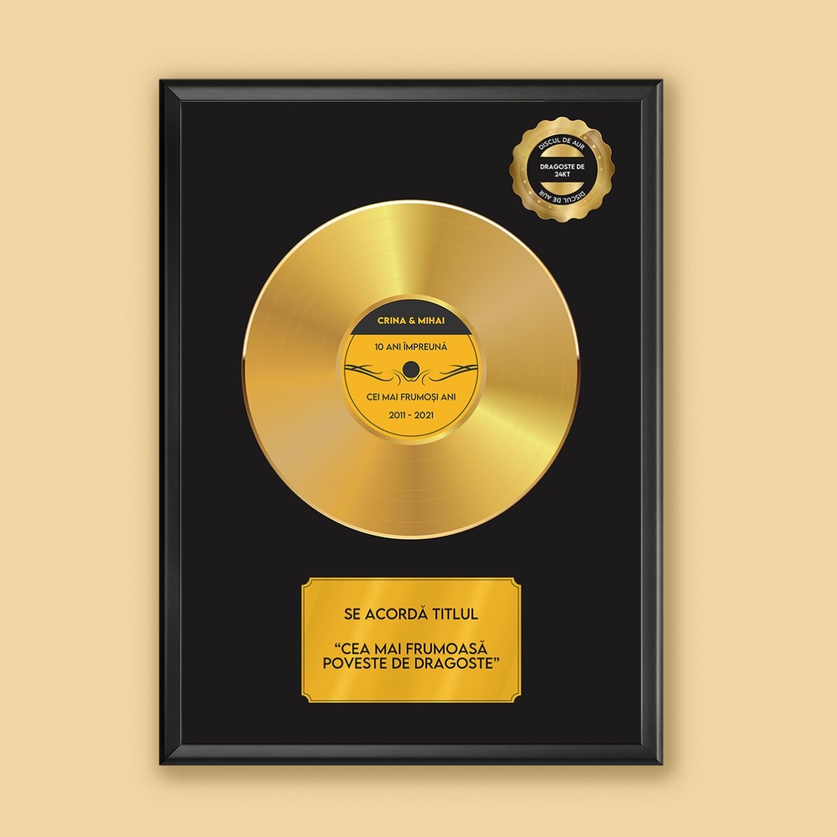 Personalised painting with text - The Golden Disc