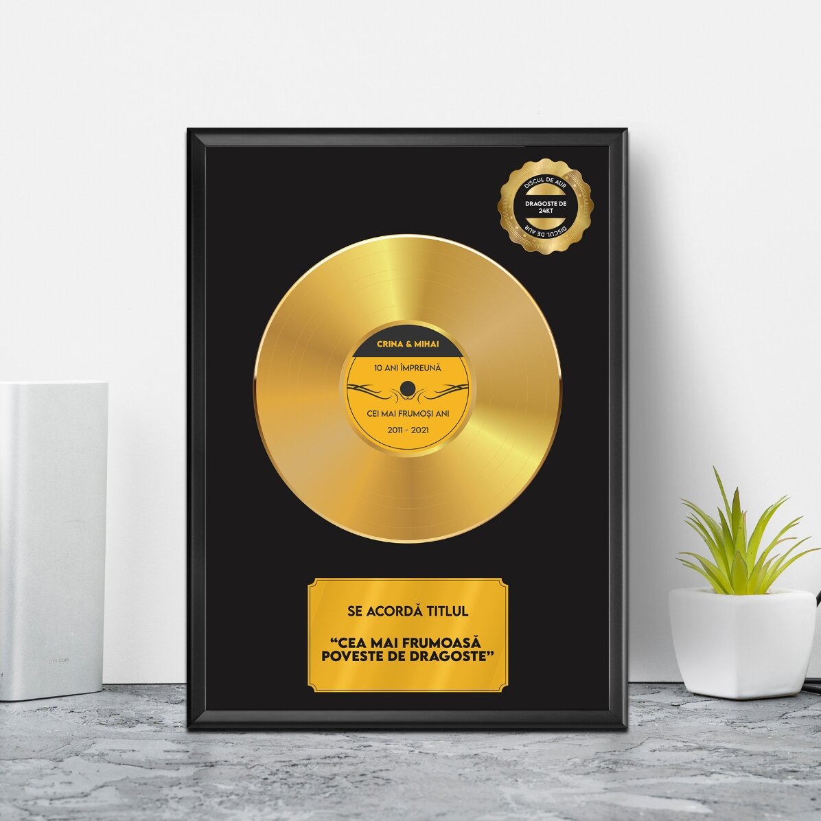 Personalised painting with text - The Golden Disc